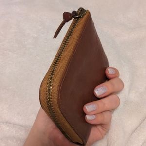 Muji half zip French wallet vegetable tanned